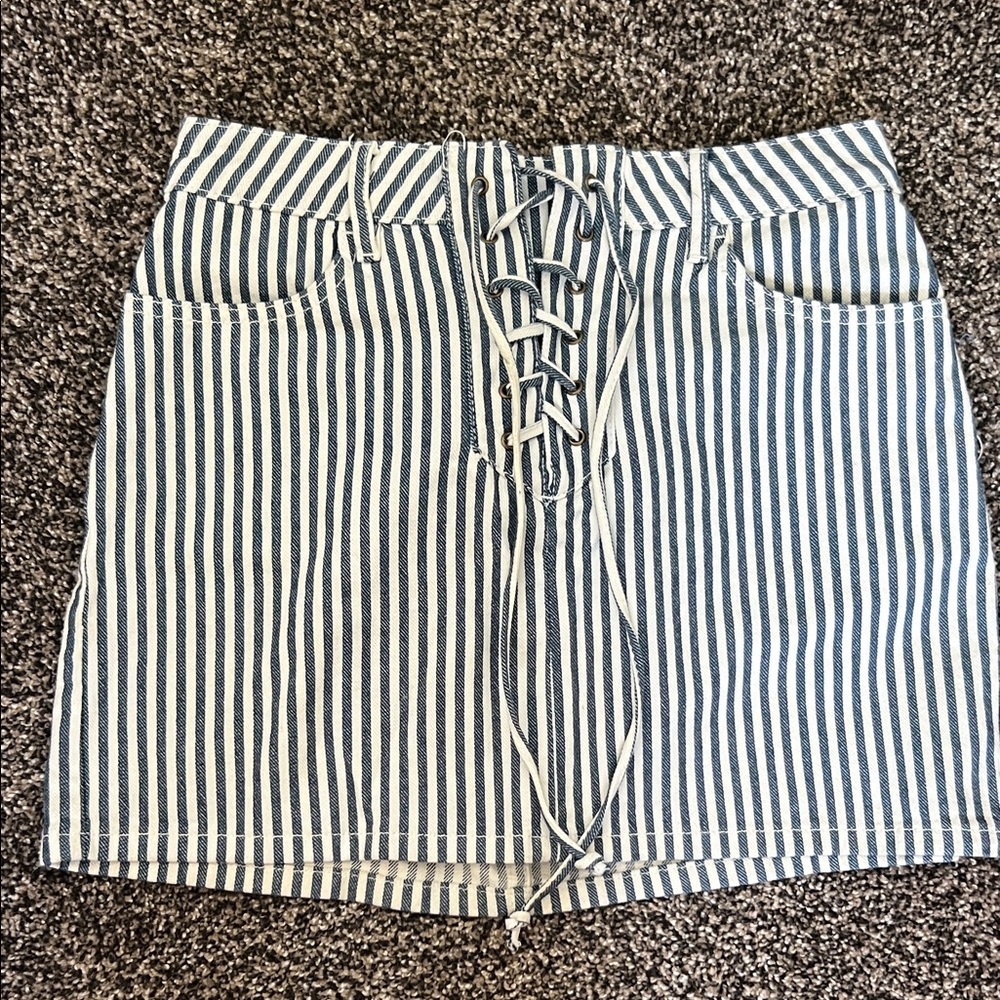 PacSun Navy and White Striped Pencil Skirt